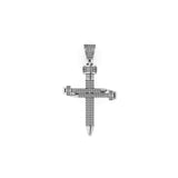 14K Solid Gold Nail Cross Icy Natural Pendant