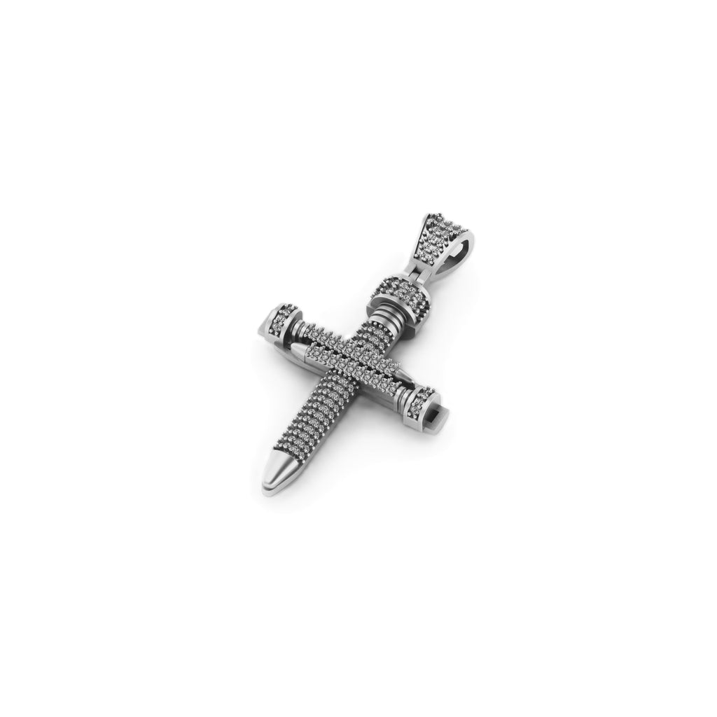 Nail Cross Diamond Pendant 14K Solid Gold - 0.57 CTW