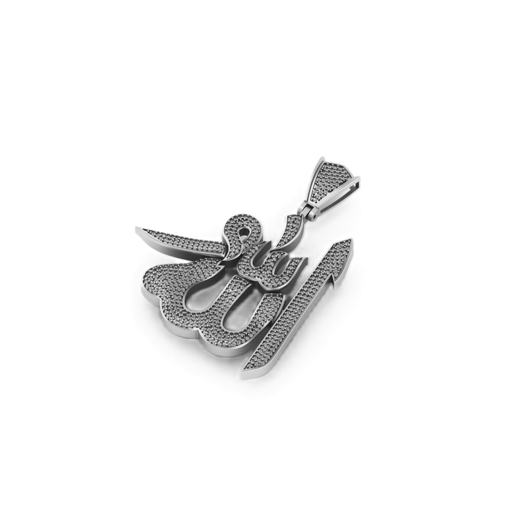 Custom Urdu Letter VVS Diamond Pendant 14K Solid Gold - 2.81 CTW