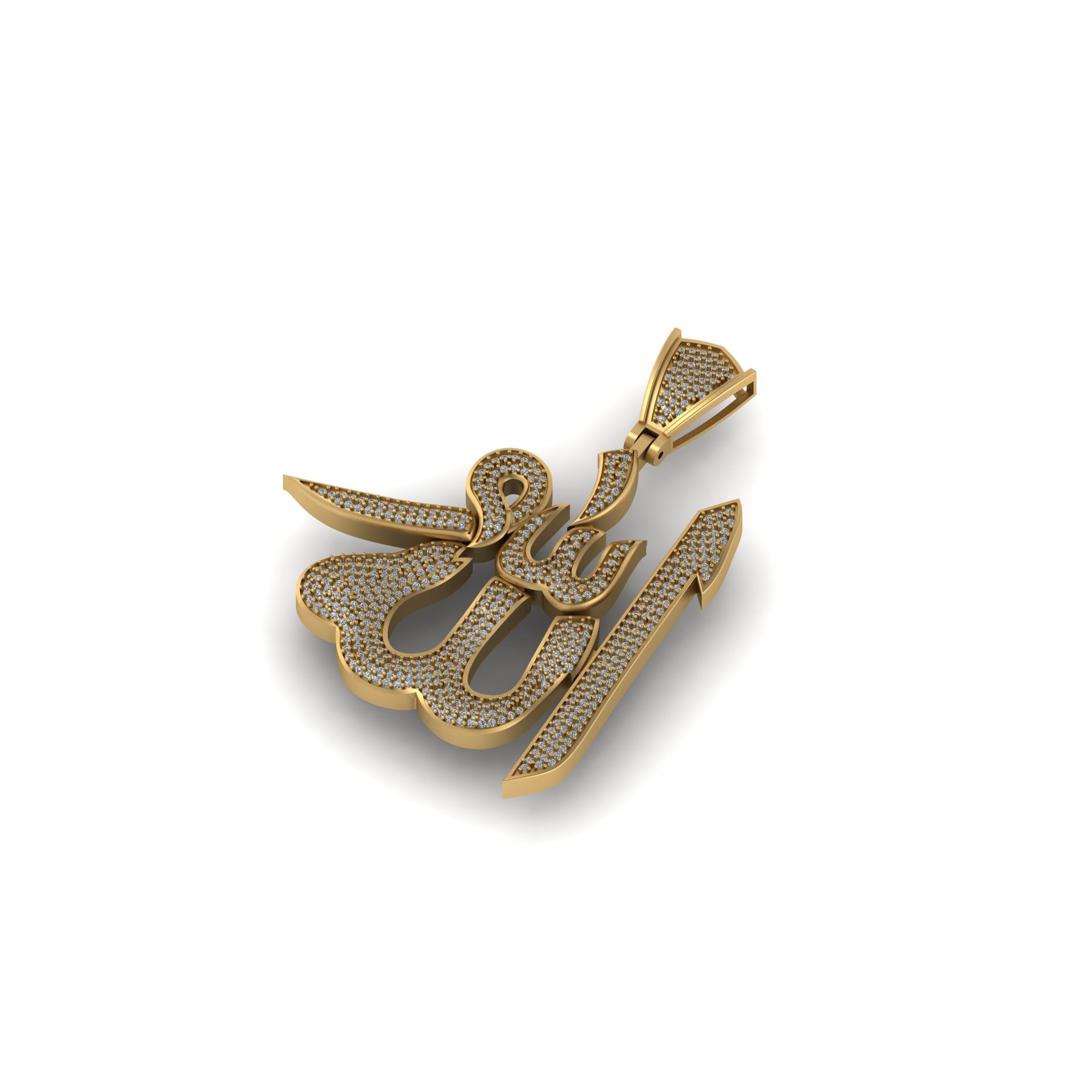 Custom Urdu Letter VVS Diamond Pendant 14K Solid Gold - 2.81 CTW