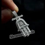 Diamond Hamsa Pendant Icy VVS Moissanite Charm -1.94 CTW