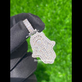 ICY VVS HAMSA HAND MOISSANITE DIAMOND CHARM PENDANT
