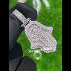 VVS Moissanite Hamsa Hand Pendant 14K solid Gold - 3.07 CTW