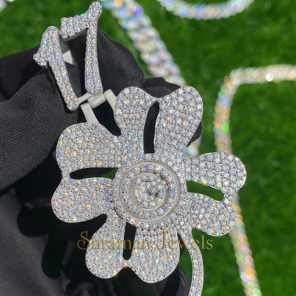 Four Leaf Clover Diamond Pendant Moissanite Charm - 7.2 CTW
