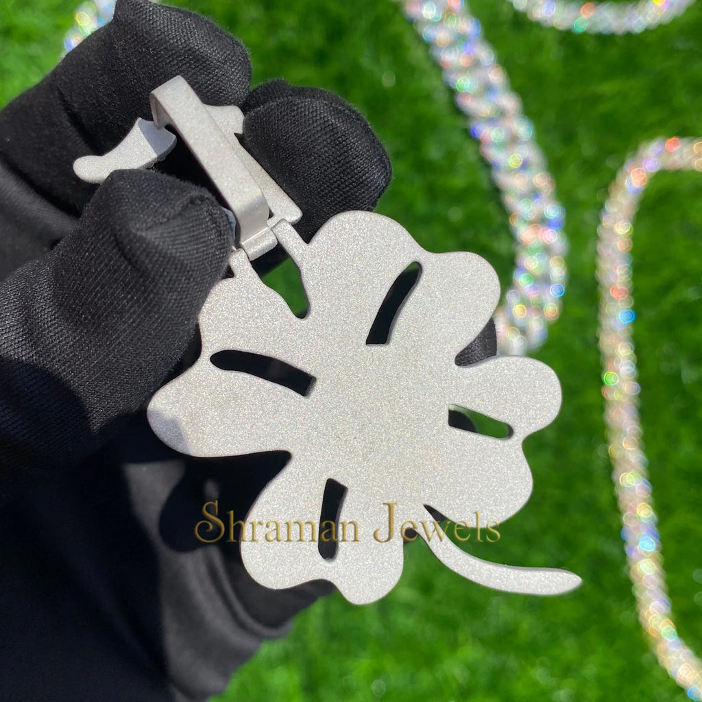 Four Leaf Clover Diamond Pendant Moissanite Charm - 7.2 CTW