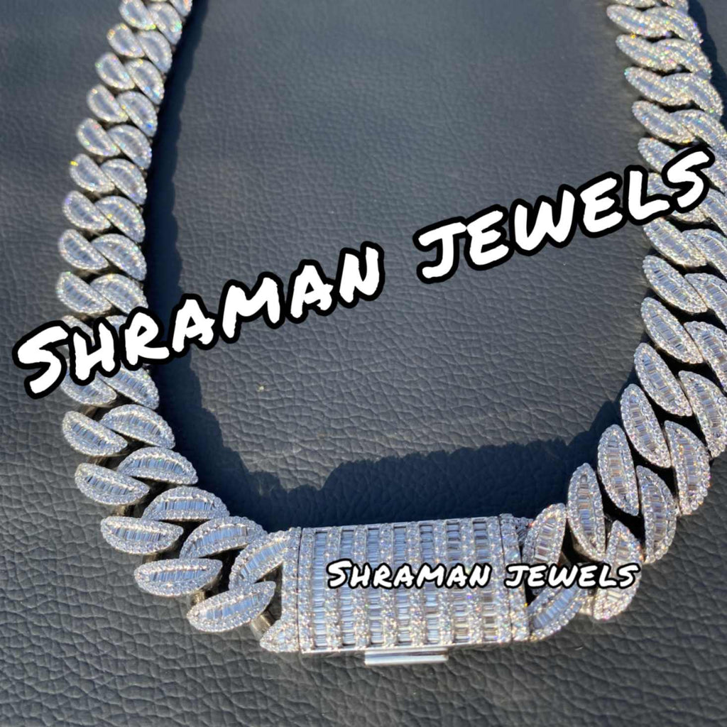 18MM Iced Out Baguette Diamond Cuban Link Chain for Men