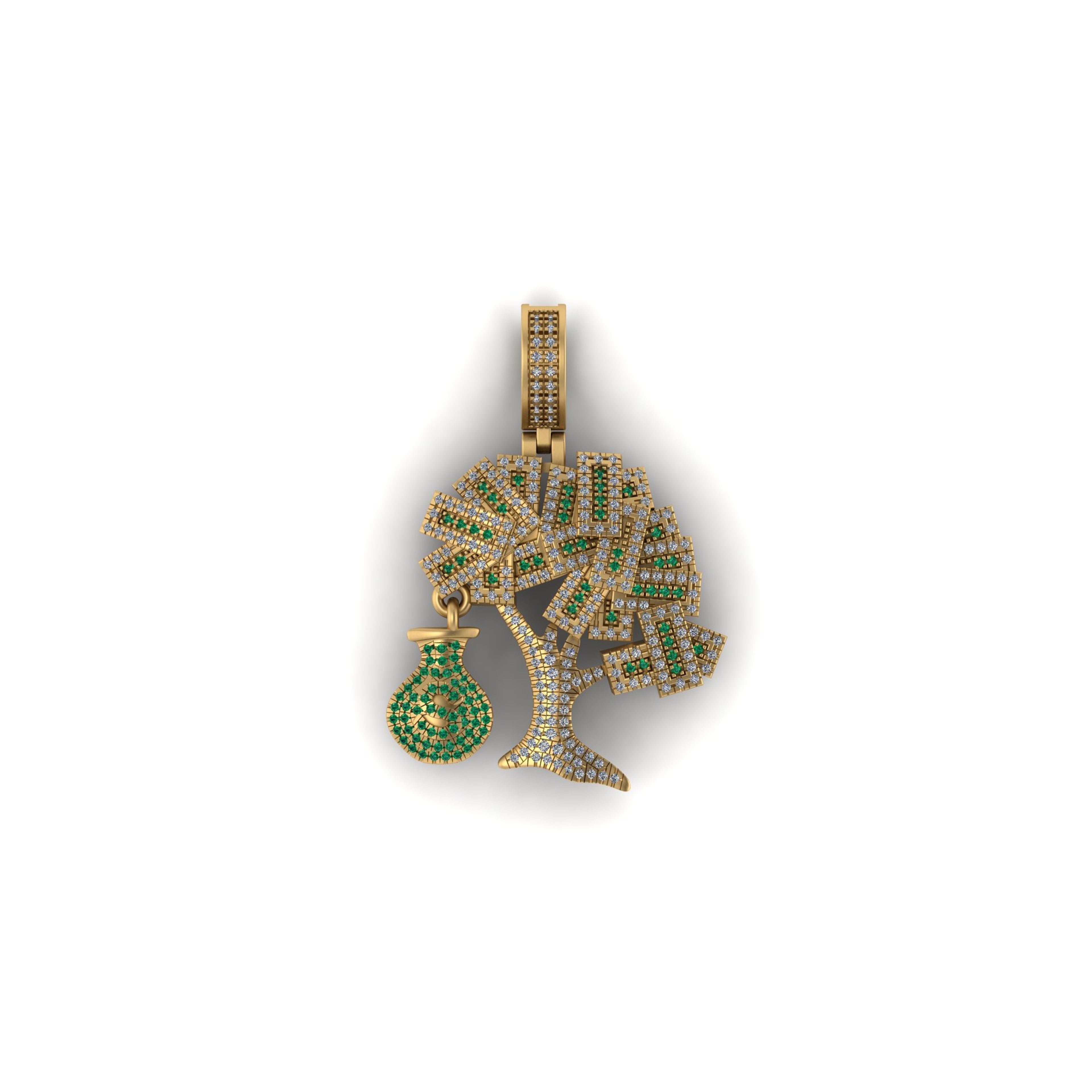 Money Tree Diamond Pendant 10K Solid Gold - 1.86 CTW