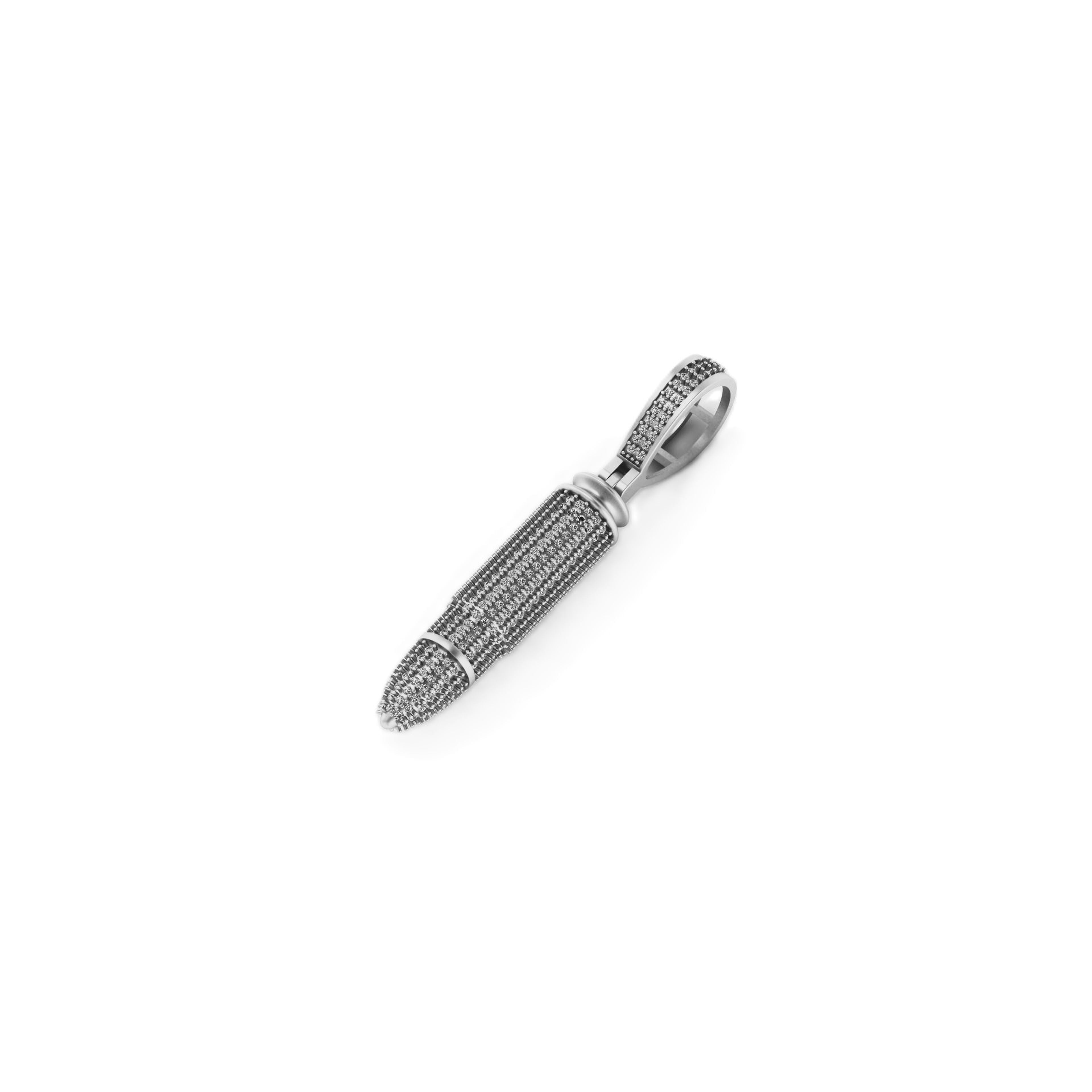 Gold AK-47 Bullet Natural Diamonds Pendant- 2.43 CTW