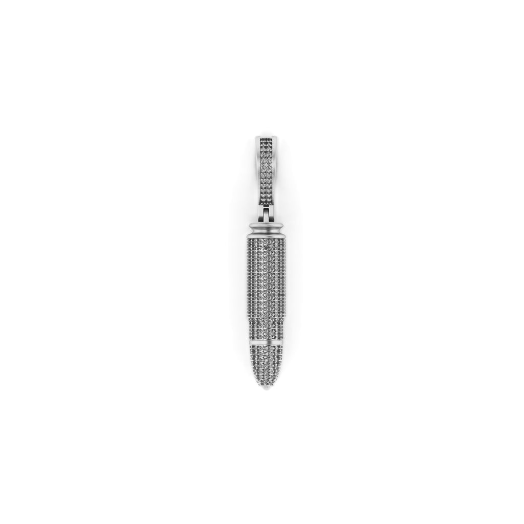 Gold AK-47 Bullet Natural Diamonds Pendant- 2.43 CTW