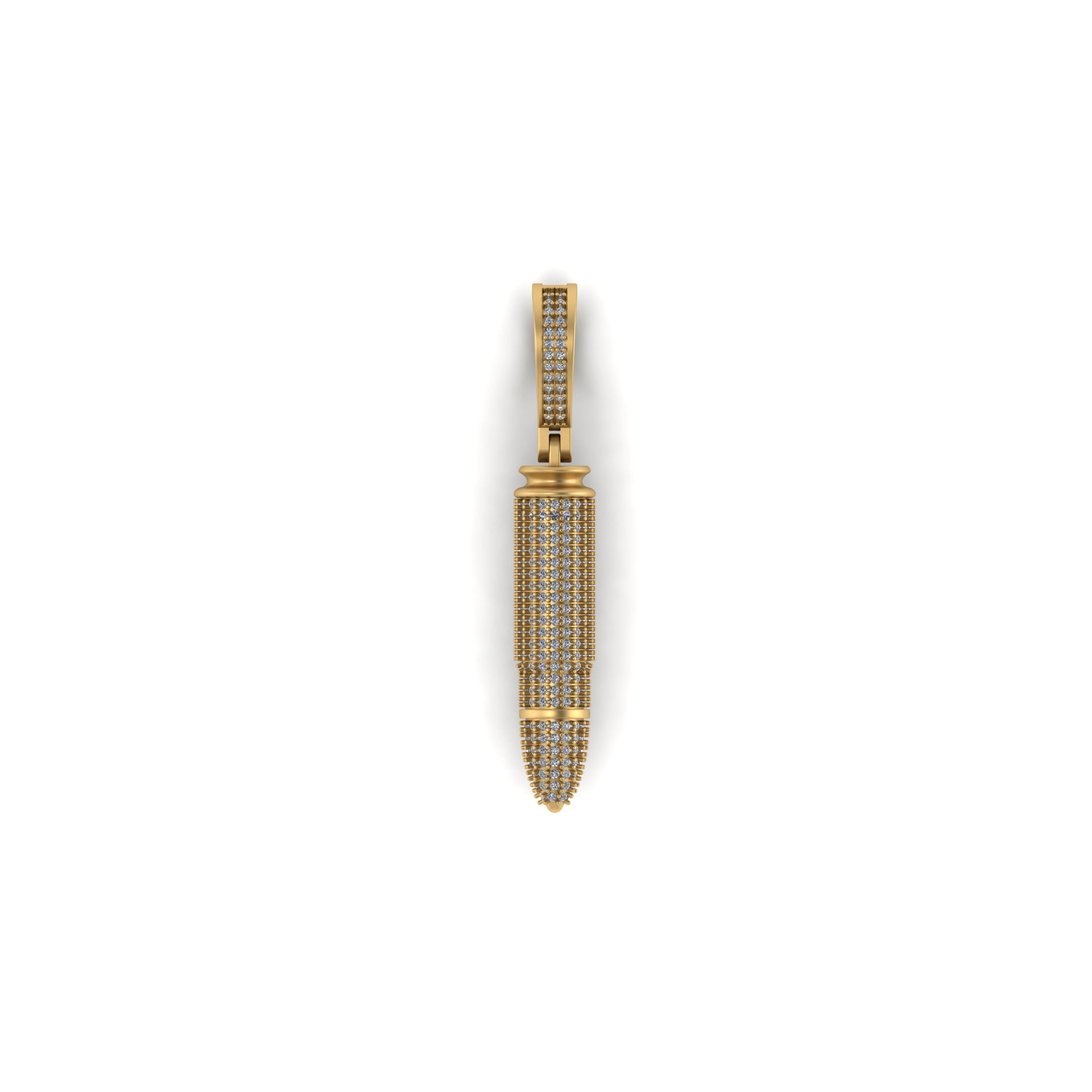 Gold AK-47 Bullet Natural Diamonds Pendant- 2.43 CTW