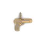 14K Solid Gold Mini Pistol Pendant Diamond -0.68 CTW