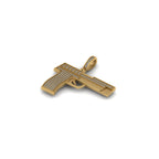 14K Solid Gold Mini Pistol Pendant Diamond -0.68 CTW
