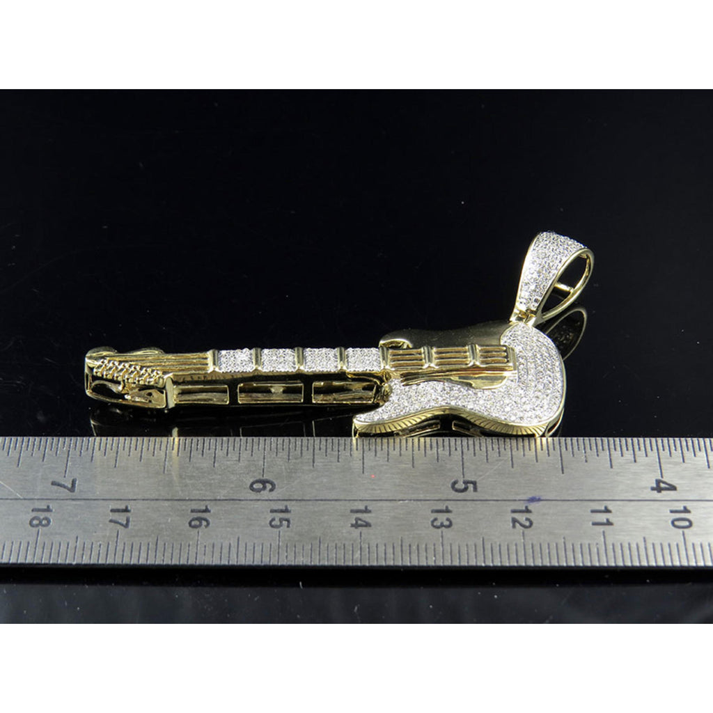 Electric Guitar Diamond Pendant 10k Solid Gold - 1.60 CTW