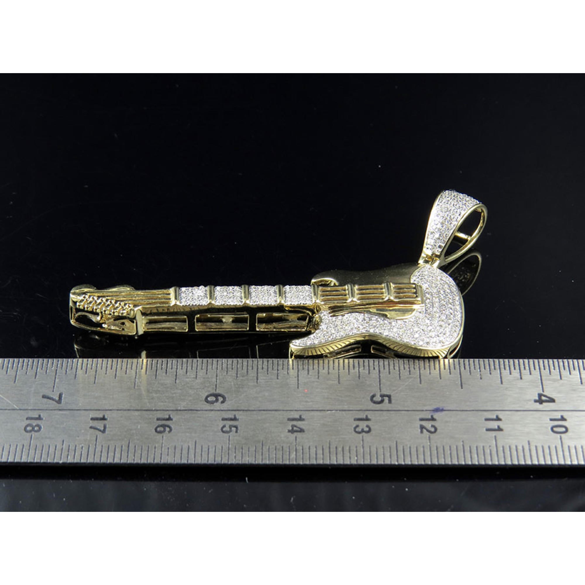 Electric Guitar Diamond Pendant 10k Solid Gold - 1.60 CTW