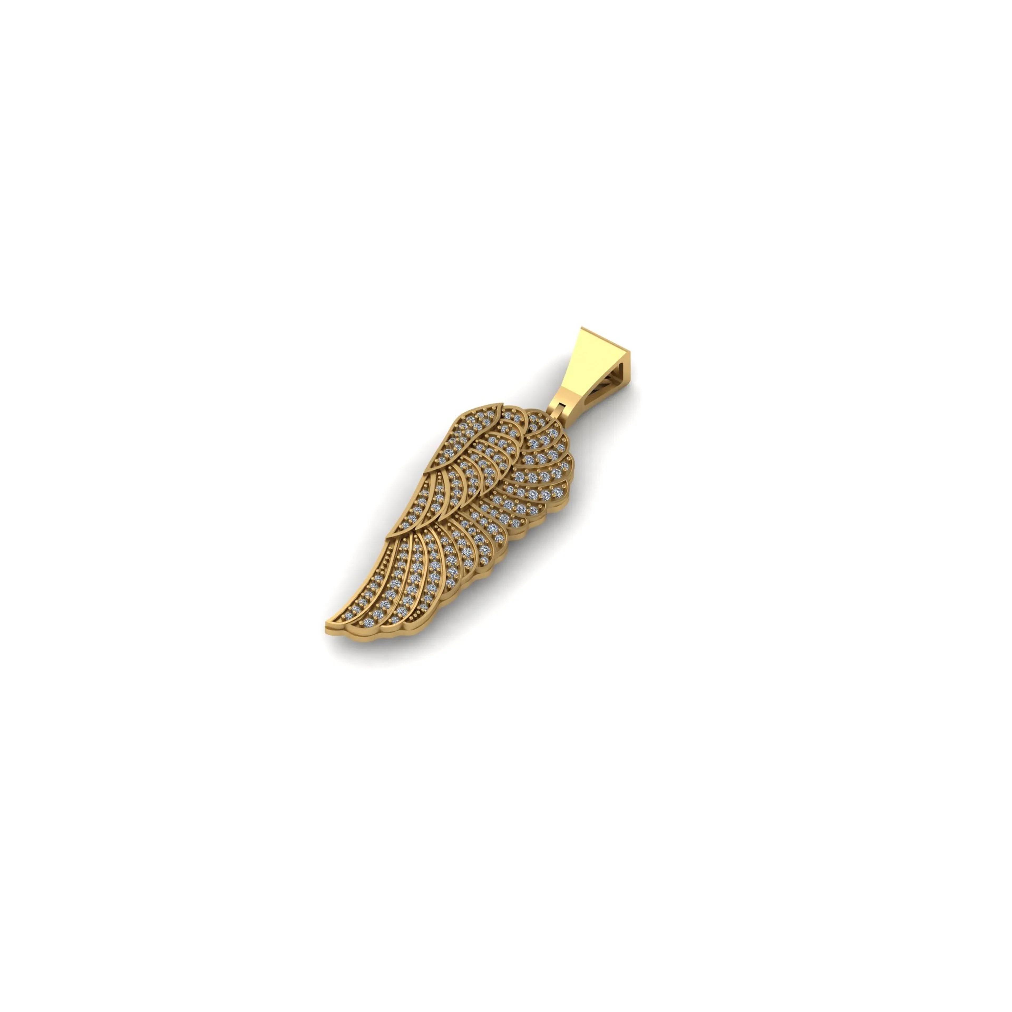 Angel Wing Diamond Pendant 14k Solid Gold - 0.732 CTW
