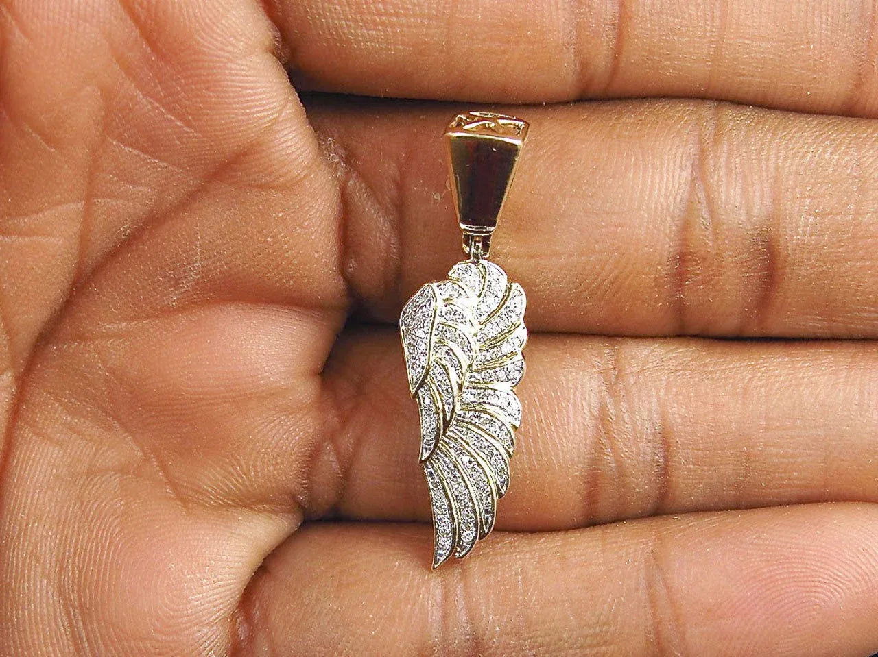 Angel Wing Diamond Pendant 14k Solid Gold - 0.732 CTW