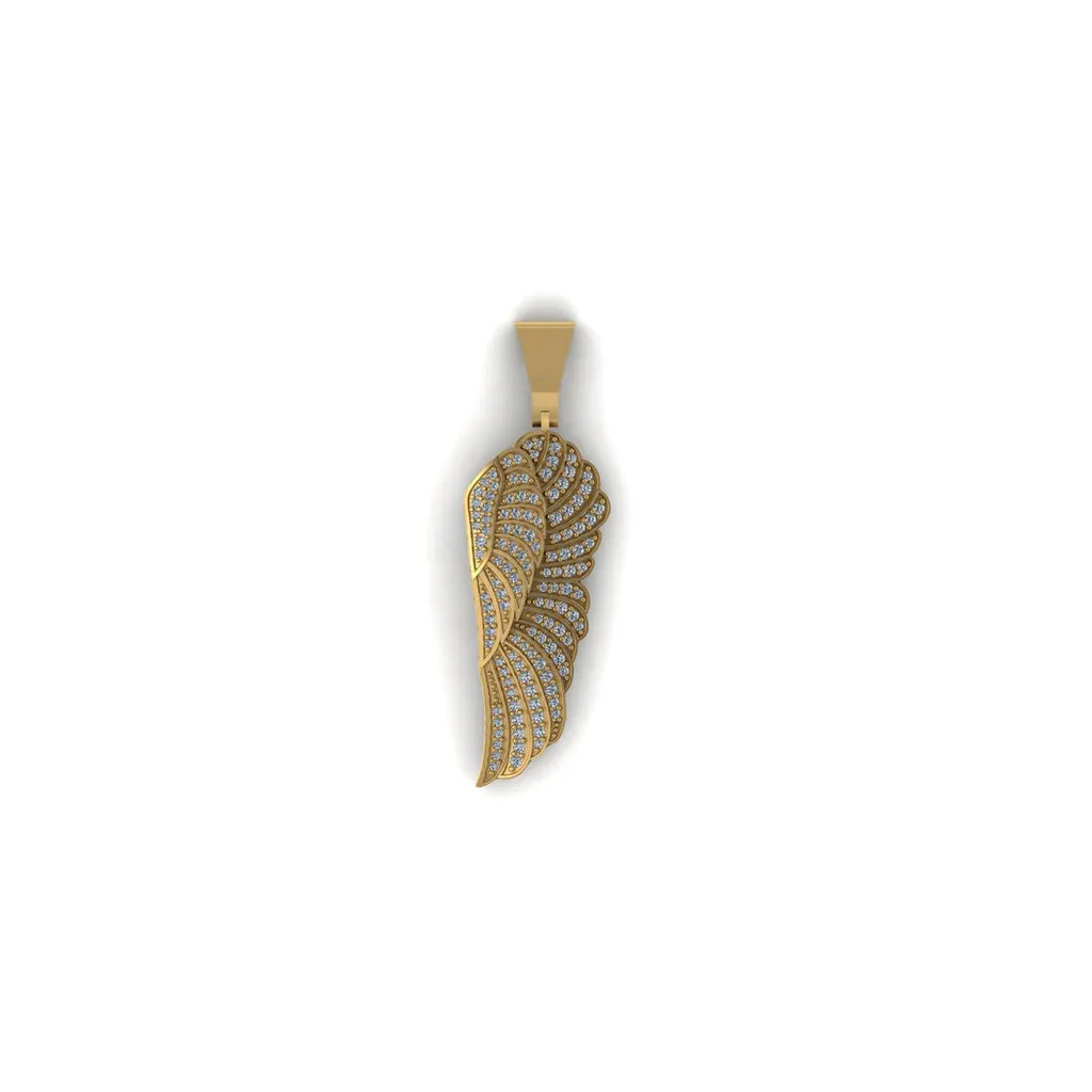 Angel Wing Diamond Pendant 14k Solid Gold - 0.732 CTW
