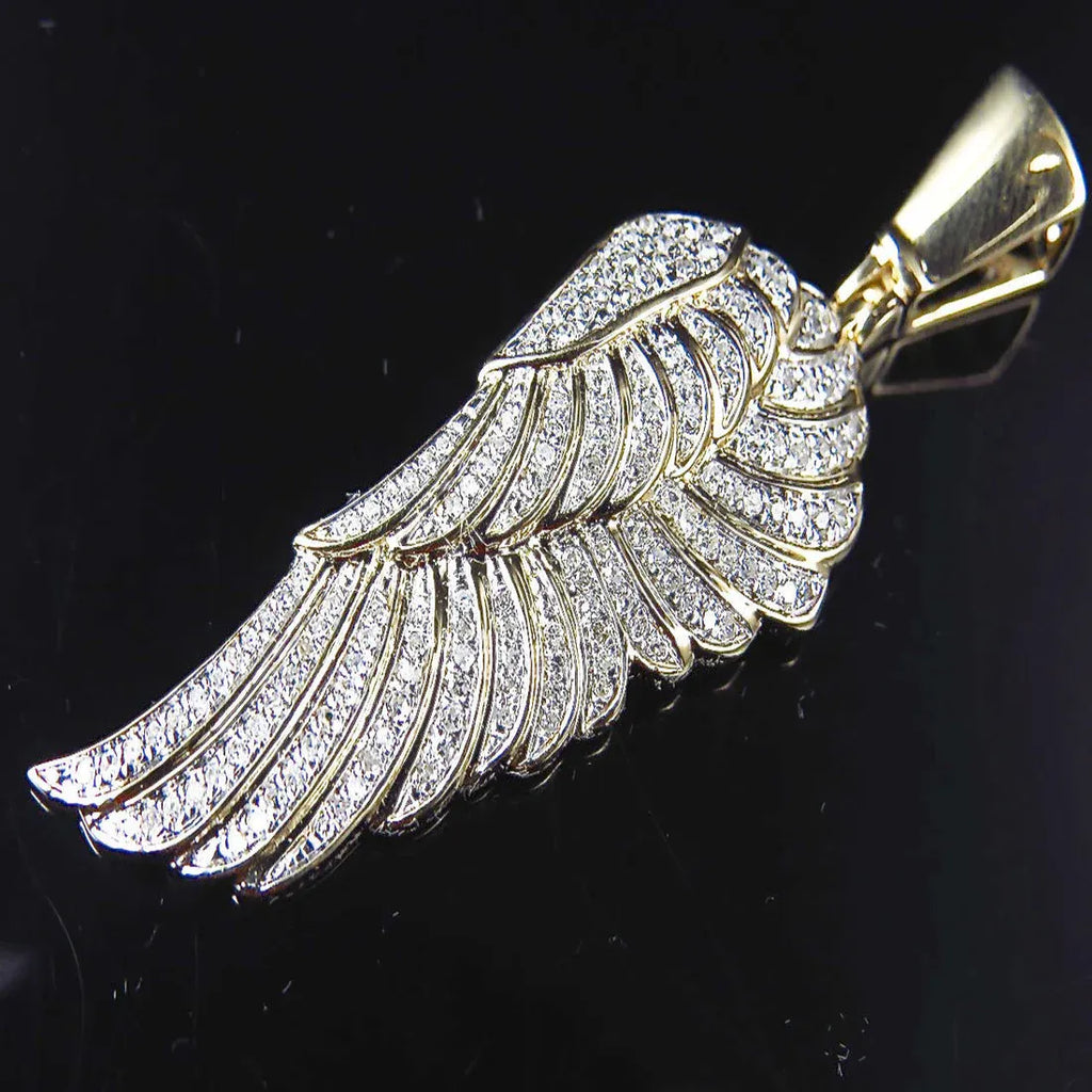 Angel Wing Diamond Pendant 14k Solid Gold - 0.732 CTW