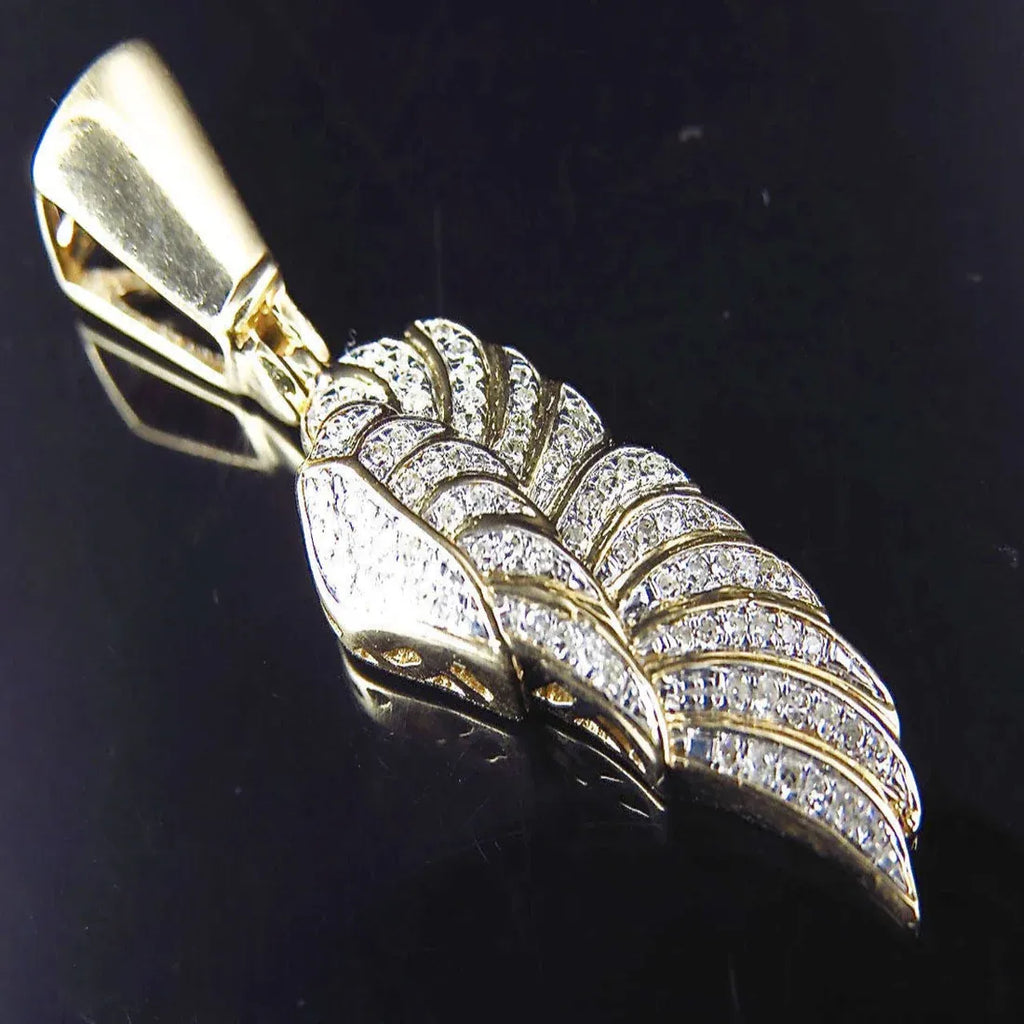Angel Wing Diamond Pendant 14k Solid Gold - 0.732 CTW
