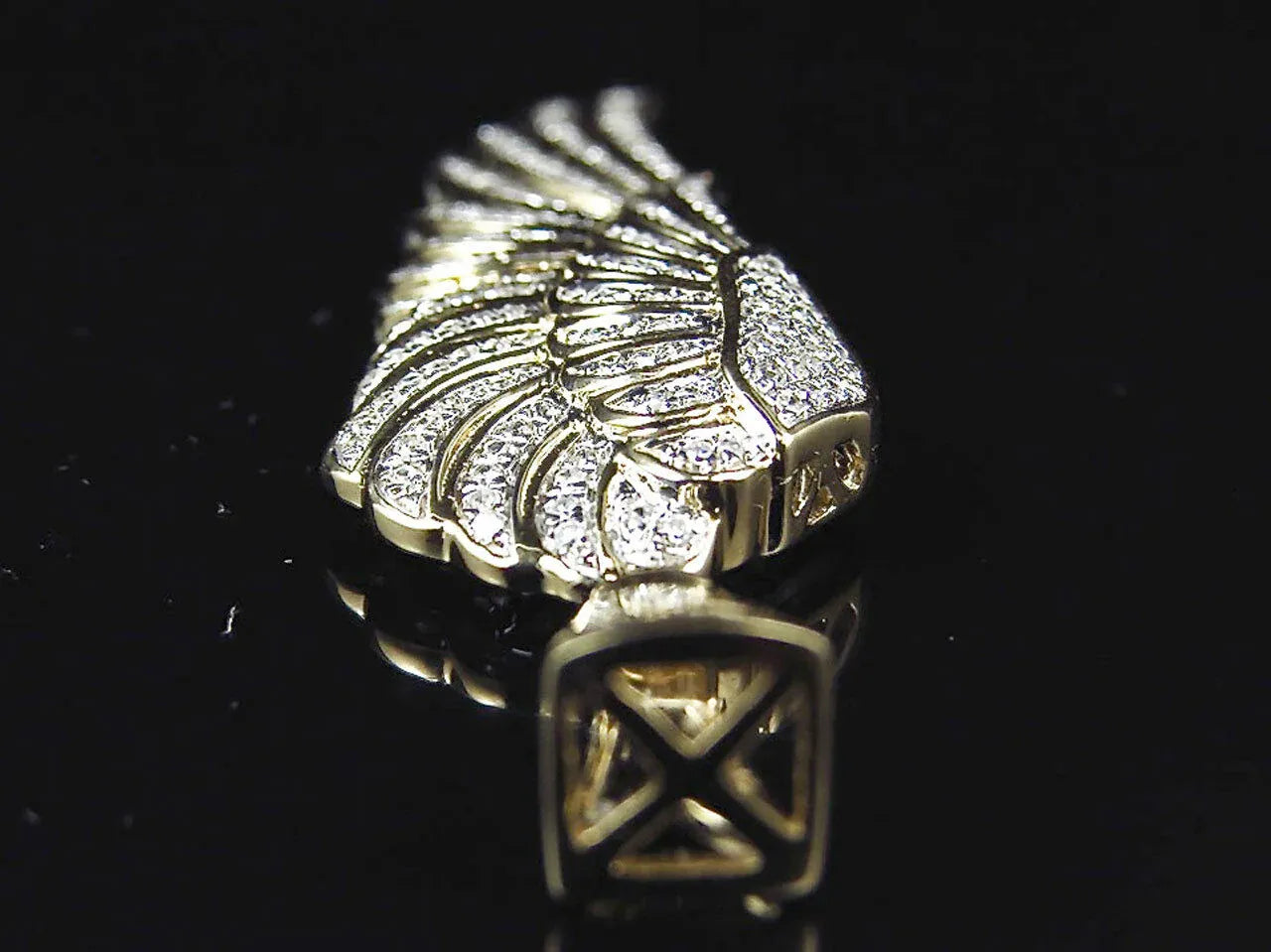 Angel Wing Diamond Pendant 14k Solid Gold - 0.732 CTW