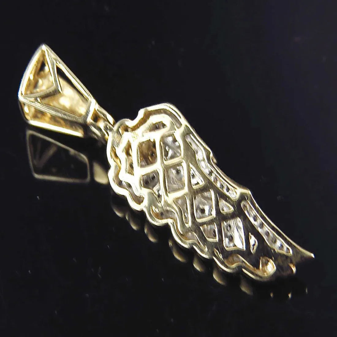 Angel Wing Diamond Pendant 14k Solid Gold - 0.732 CTW