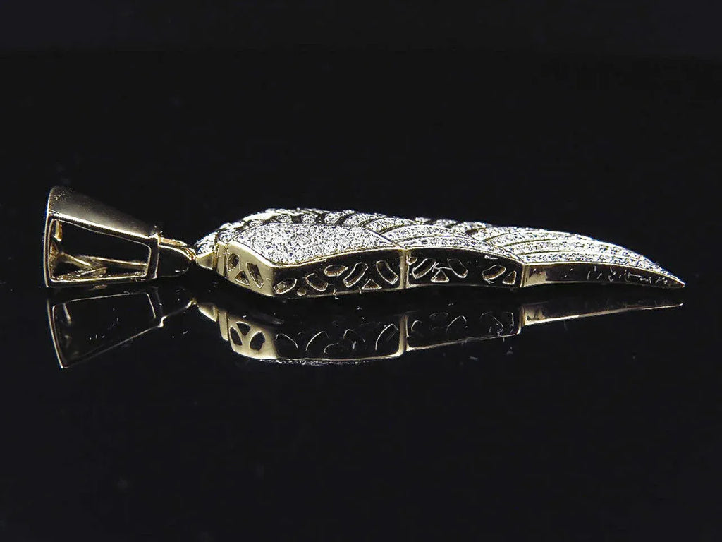 Angel Wing Diamond Pendant 14k Solid Gold - 0.732 CTW