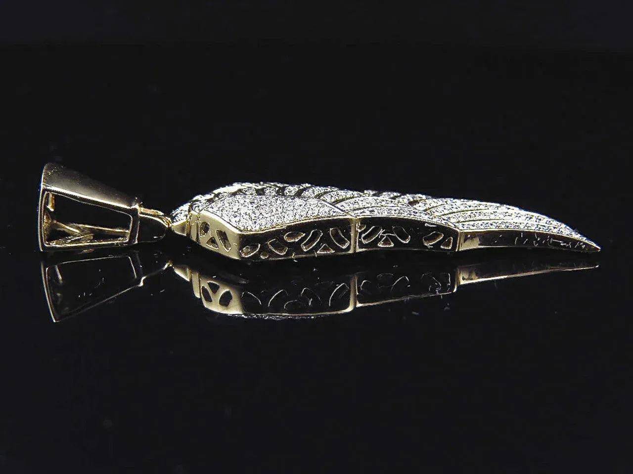 Angel Wing Diamond Pendant 14k Solid Gold - 0.732 CTW