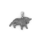 Men's Natural Diamond Bull Statement Pendant - 2.86 CTW