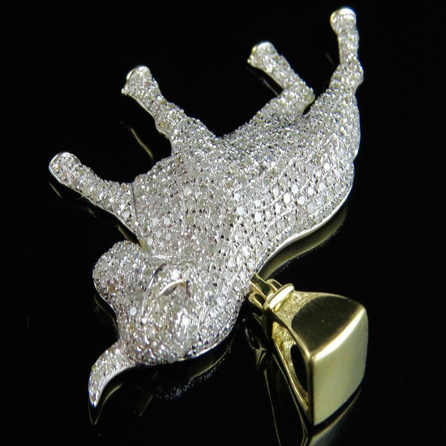 Men's Natural Diamond Bull Statement Pendant - 2.86 CTW