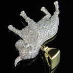 Men's Natural Diamond Bull Statement Pendant - 2.86 CTW