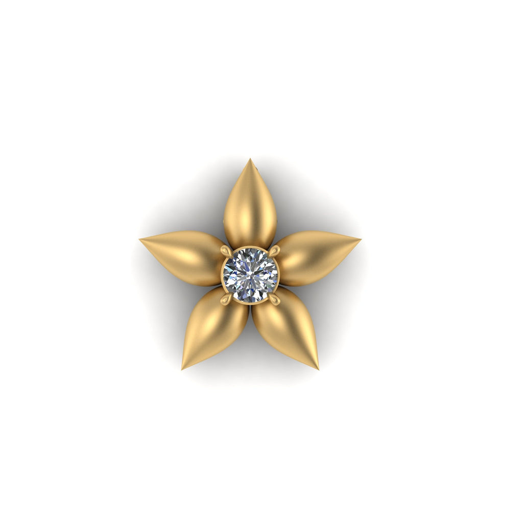 Flower Diamond Pendant 14K Solid Gold - 0.25 CTW