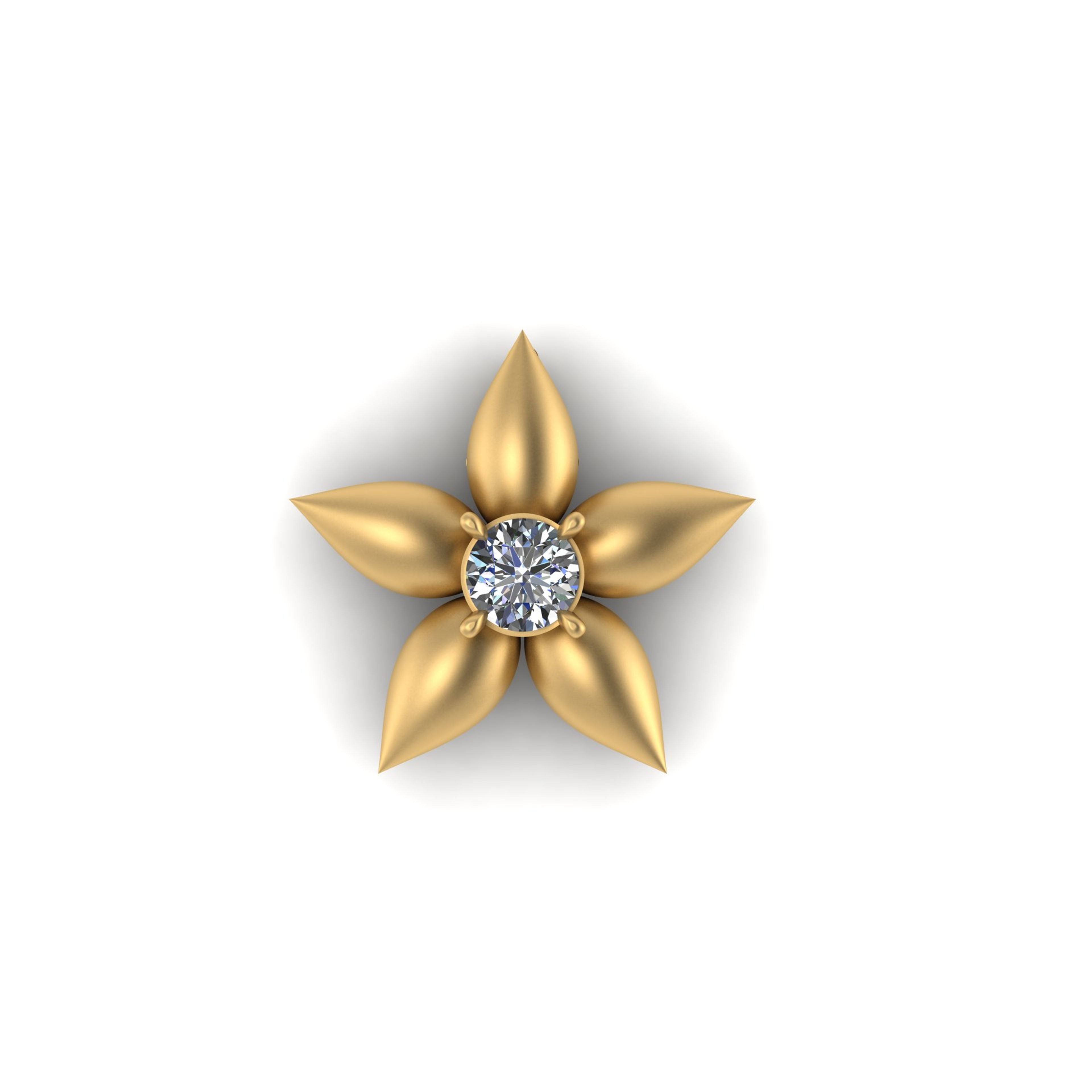 Flower Diamond Pendant 14K Solid Gold - 0.25 CTW