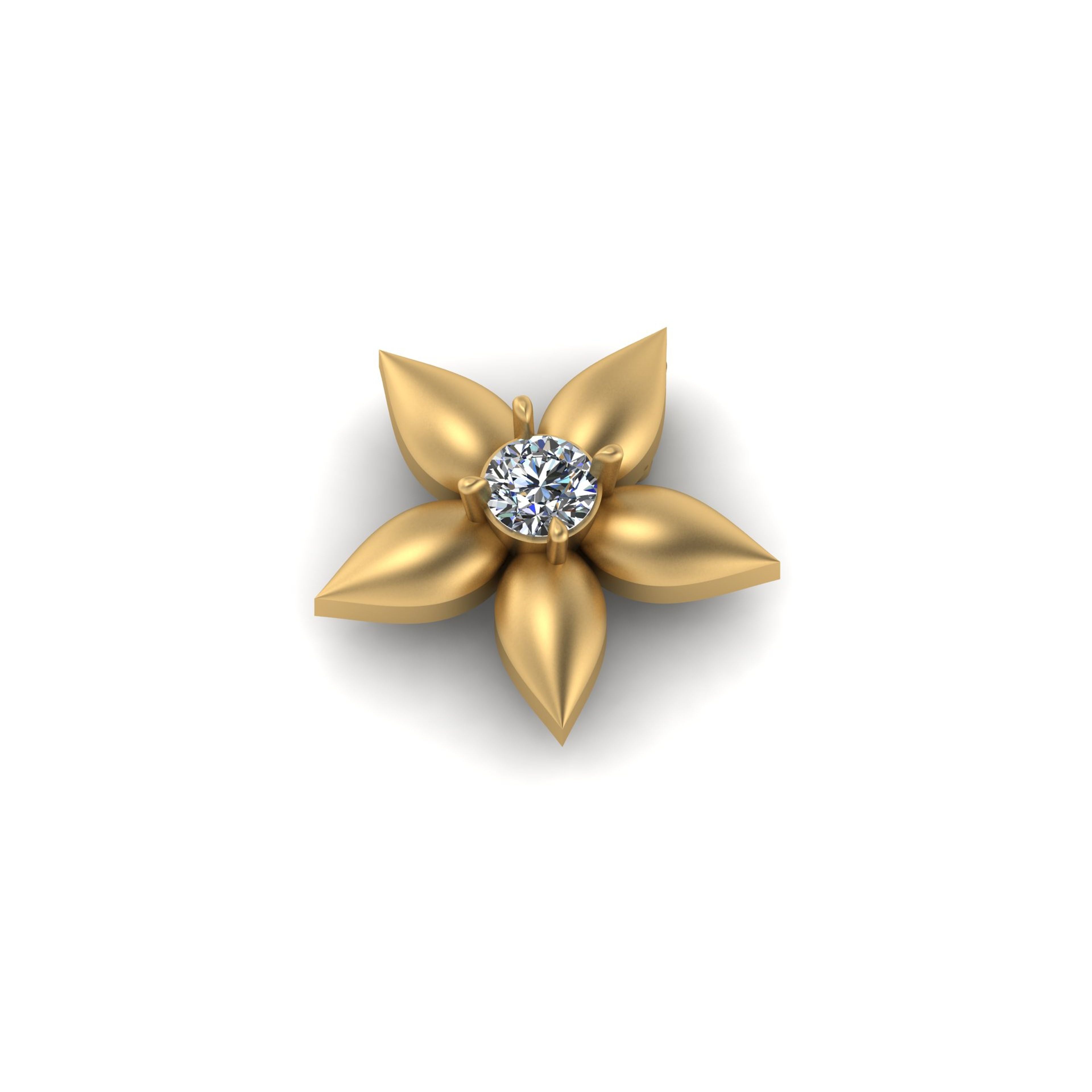 Flower Diamond Pendant 14K Solid Gold - 0.25 CTW