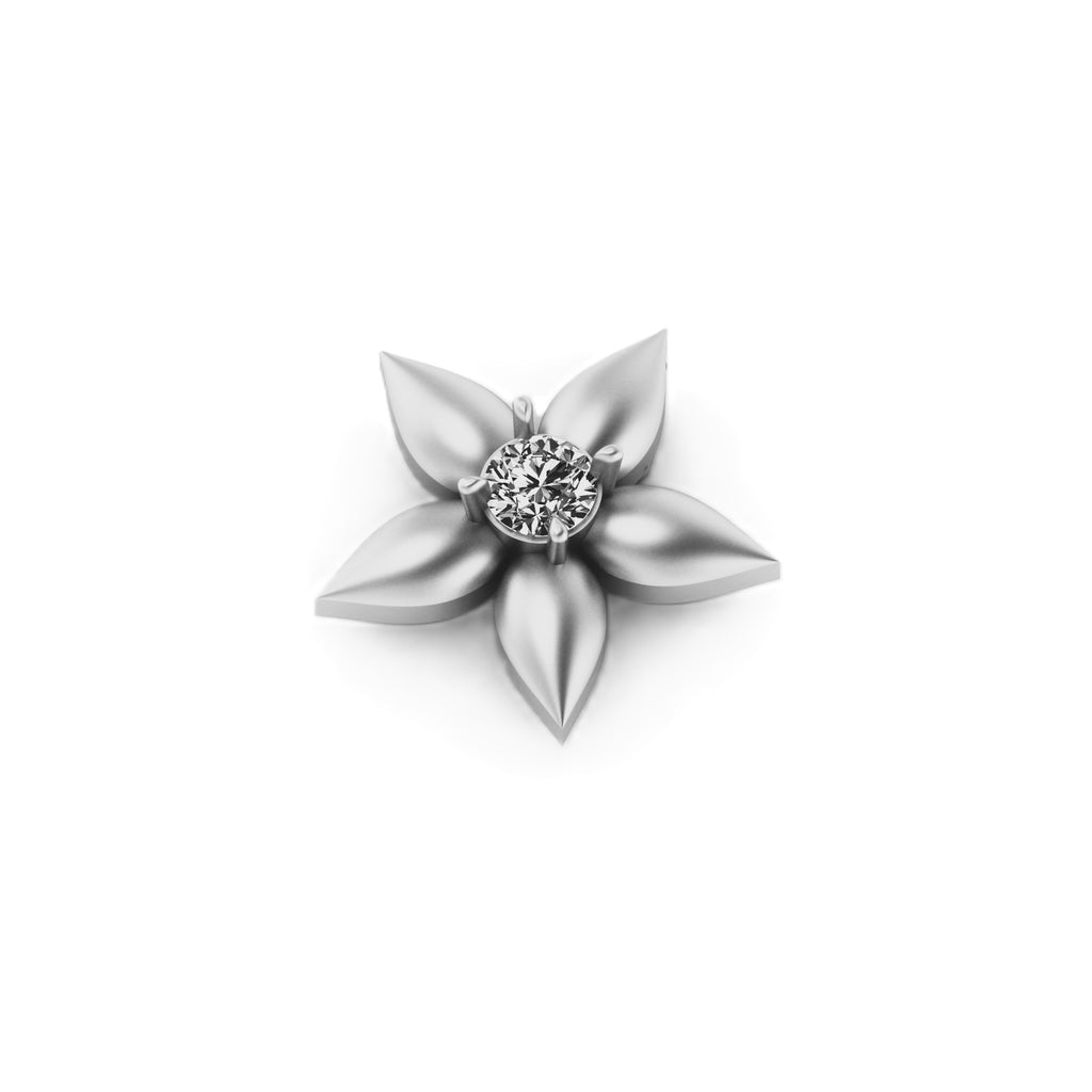 Flower Diamond Pendant 14K Solid Gold - 0.25 CTW