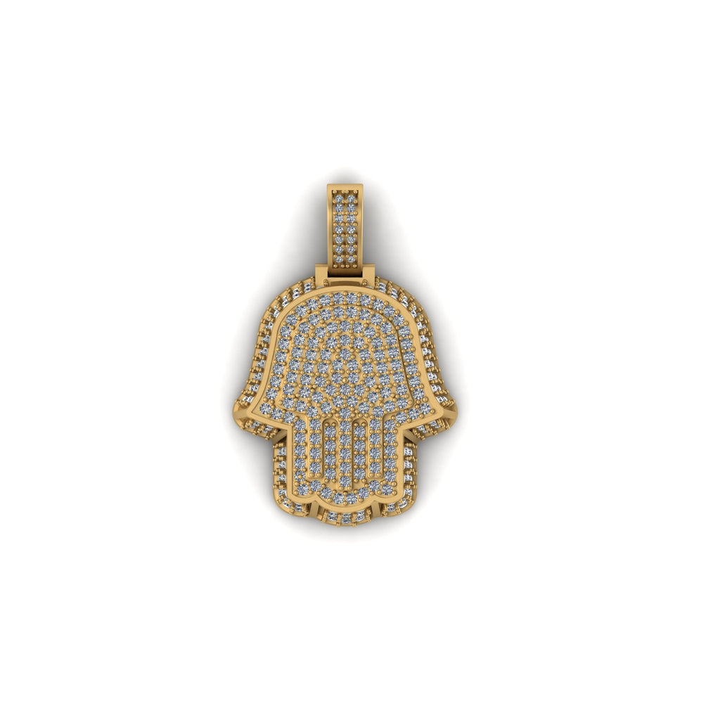 Hamsa Diamond Pendant 14k Solid Gold - 2.67 CTW