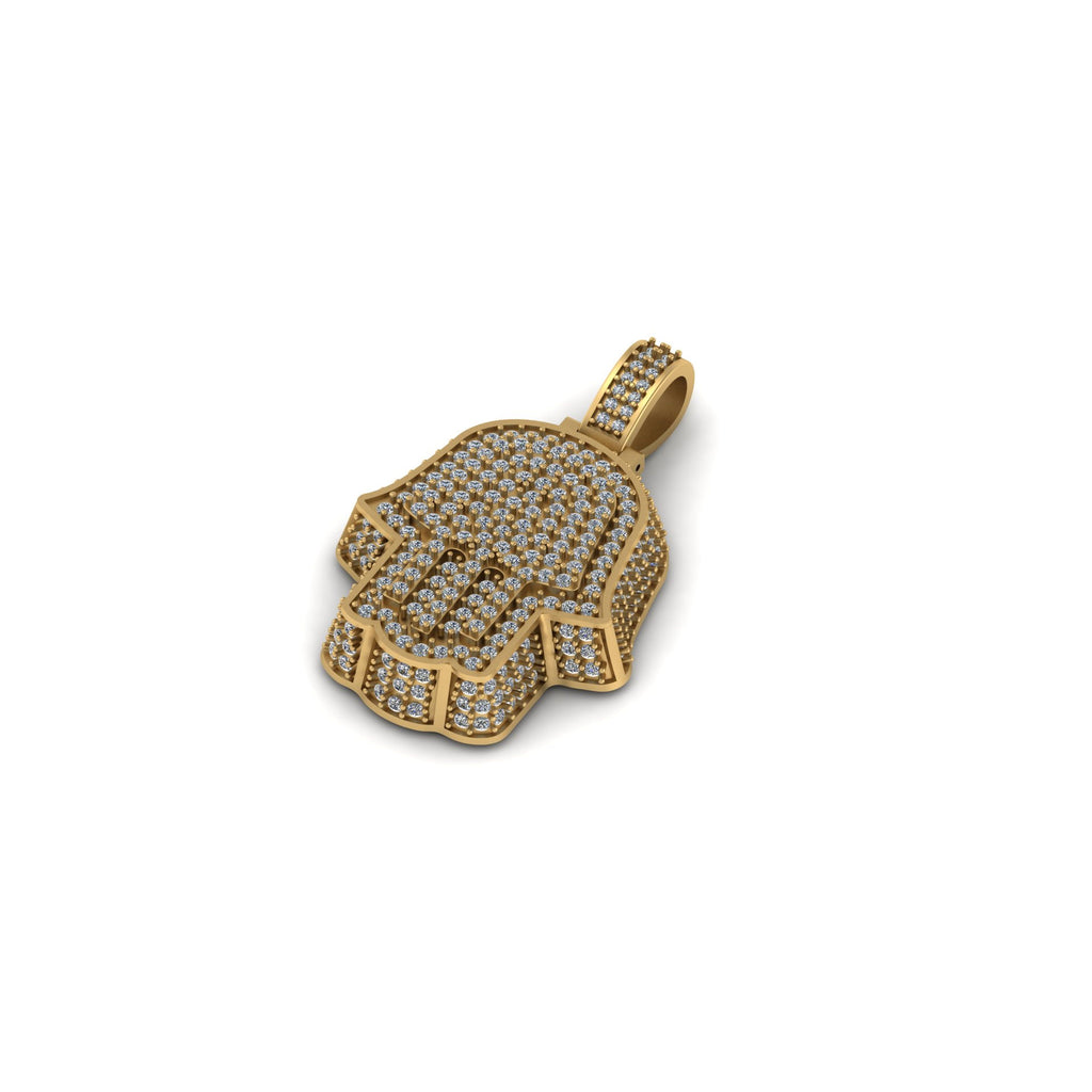 Hamsa Diamond Pendant 14k Solid Gold - 2.67 CTW