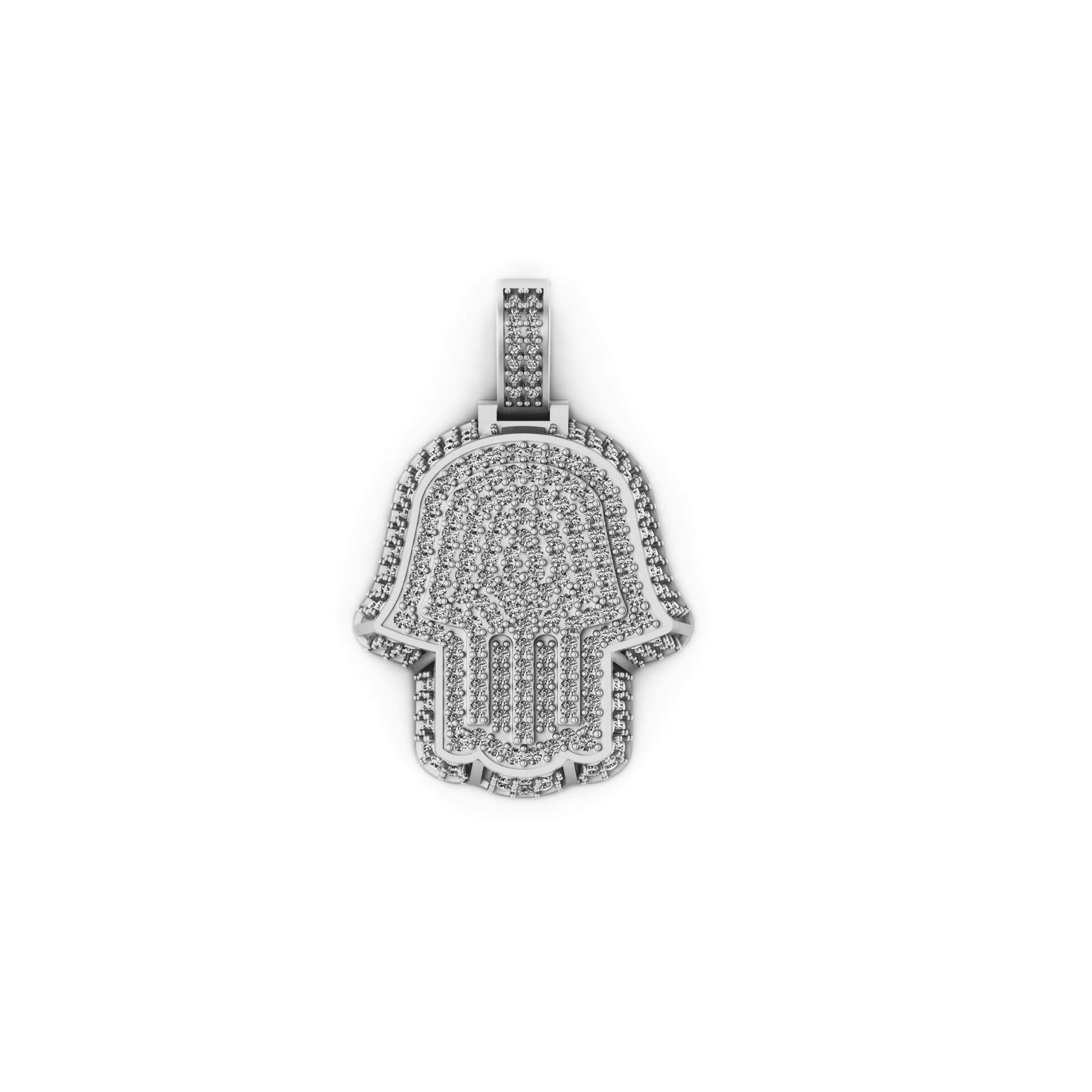 Hamsa Diamond Pendant 14k Solid Gold - 2.67 CTW