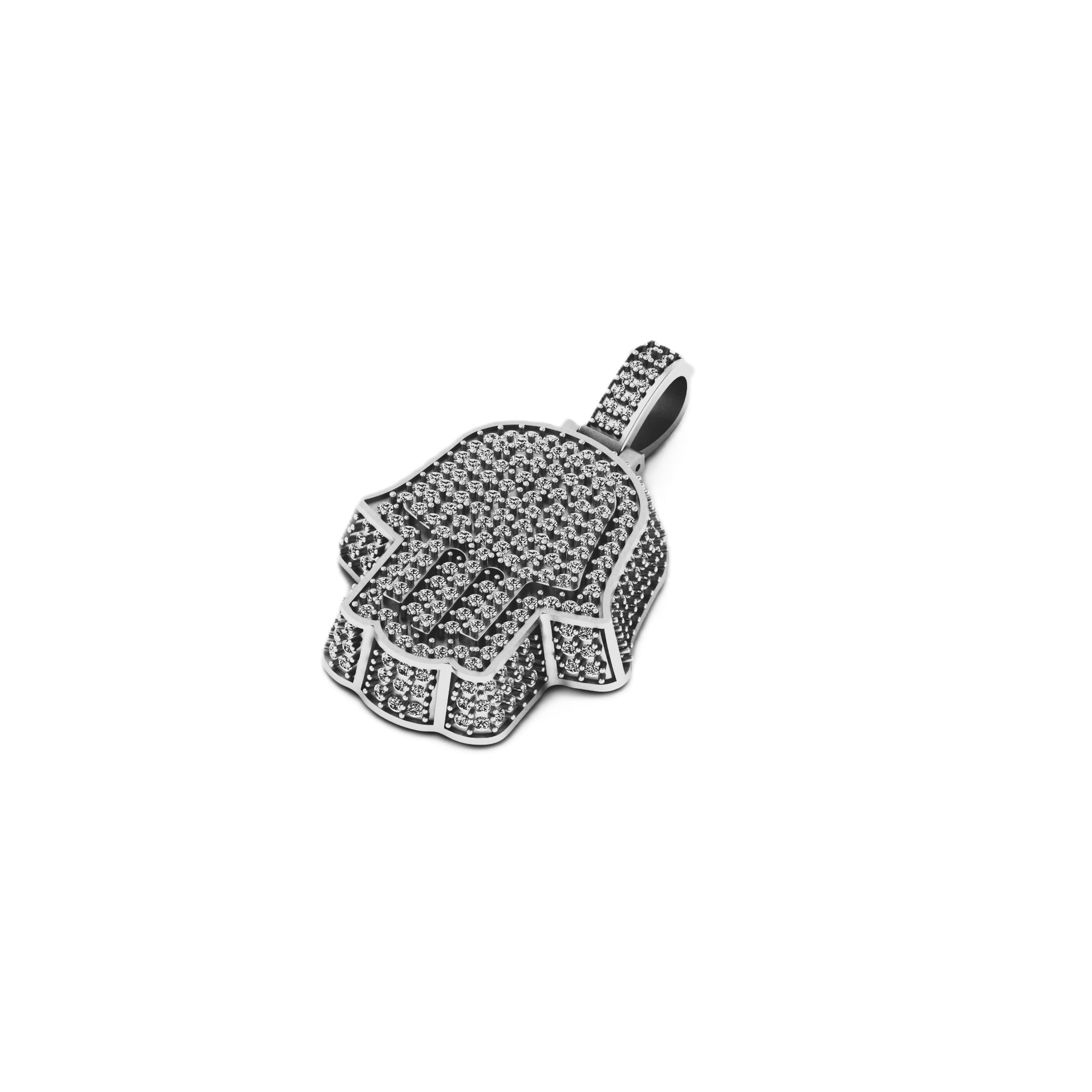 Hamsa Diamond Pendant 14k Solid Gold - 2.67 CTW