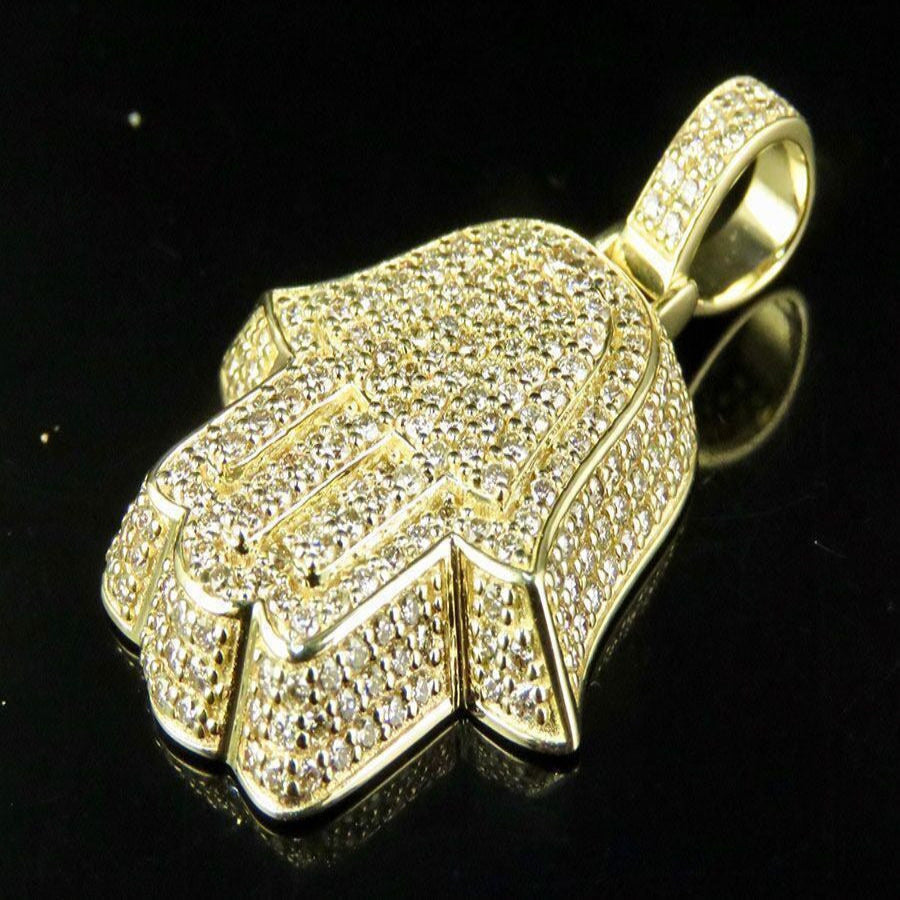 Hamsa Diamond Pendant 14k Solid Gold - 2.67 CTW
