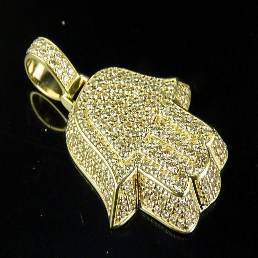 Hamsa Diamond Pendant 14k Solid Gold - 2.67 CTW