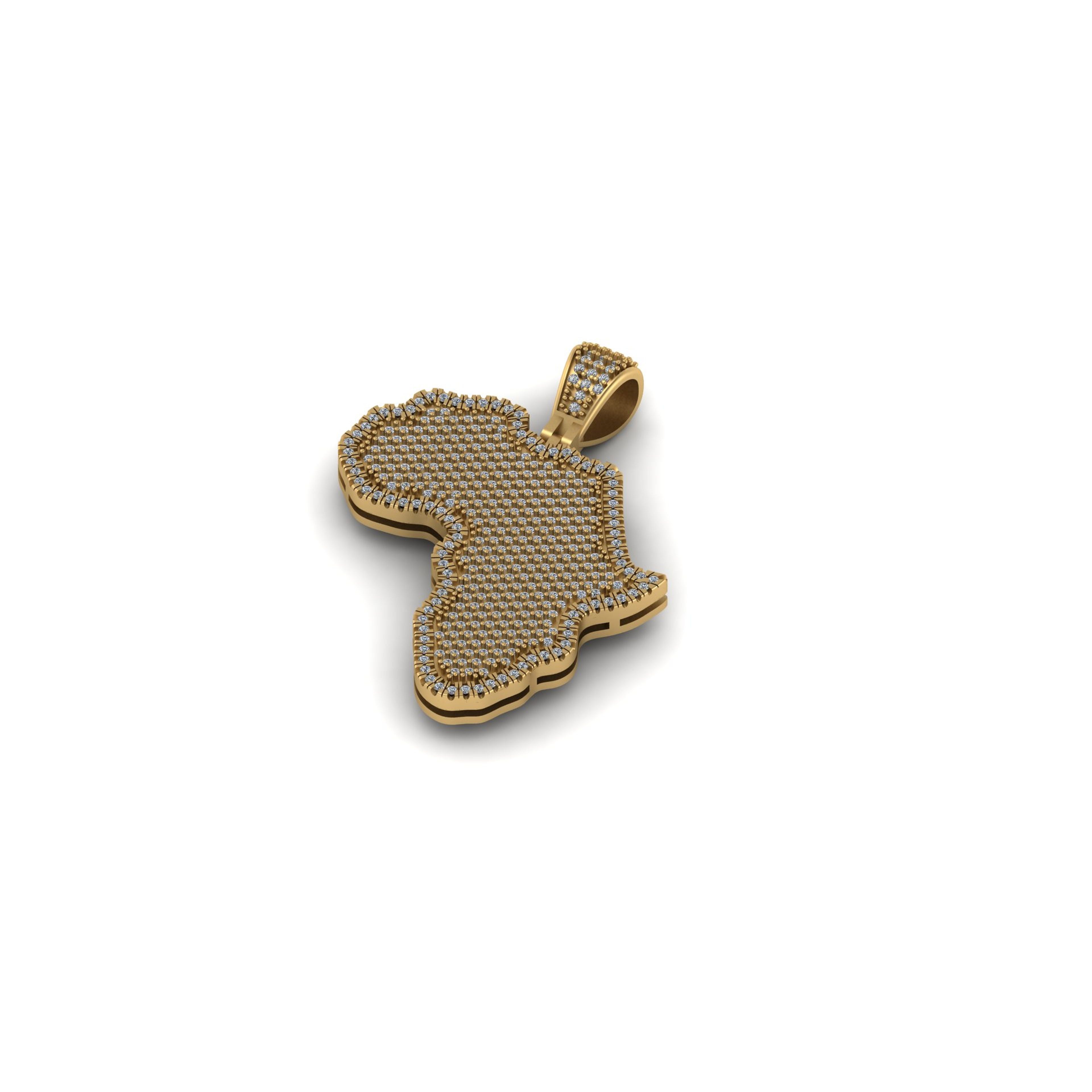 Africa Diamond Pendant 10K Solid Gold - 2.03 CTW