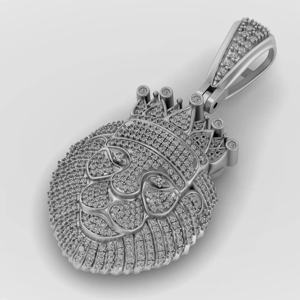 Gold King Lion Diamond Pendant VVS Diamonds - 4.50 CTW