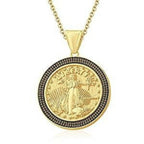 Men's 14K Gold Round Medallion Pendant - 0.49 CTW