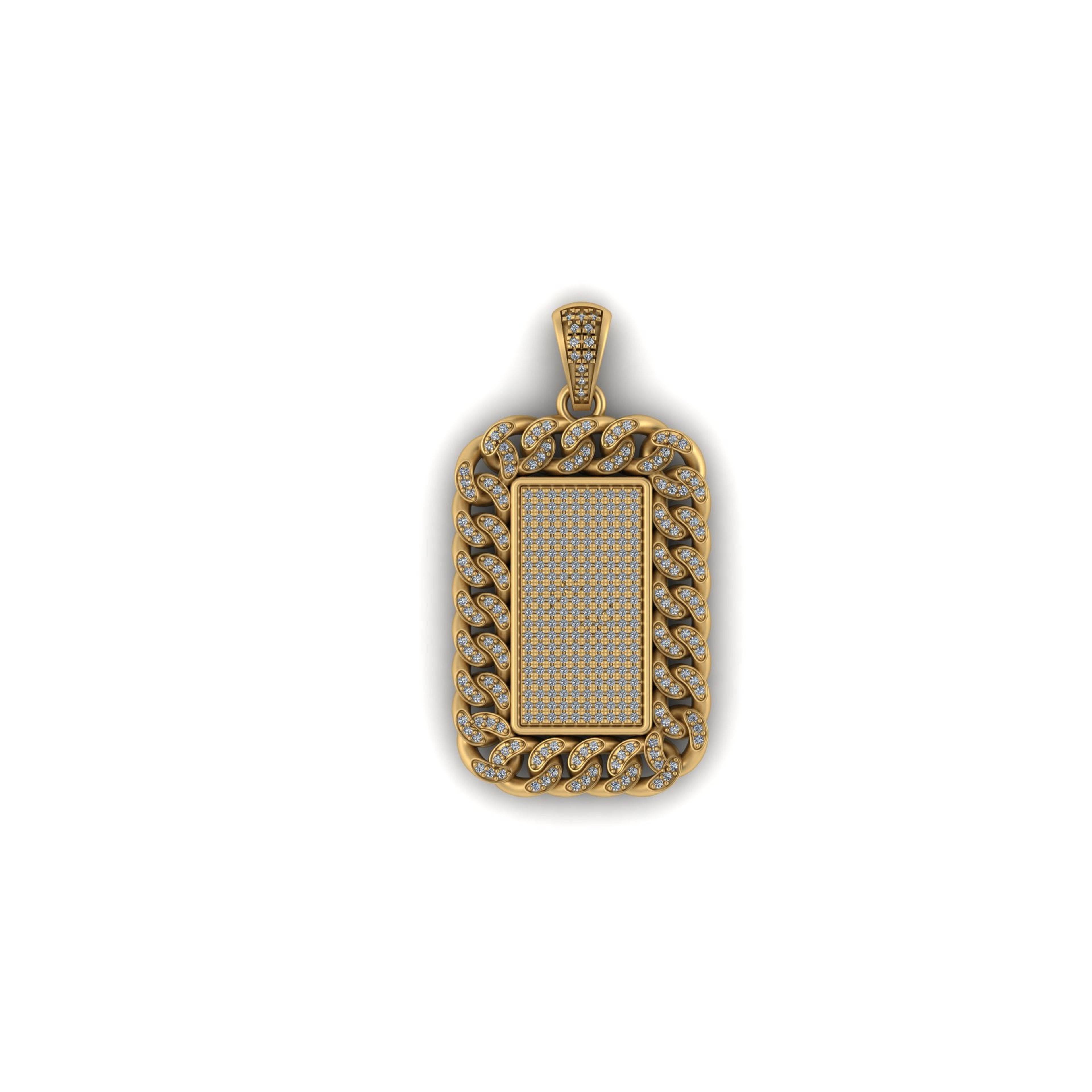 Cluster Dog Tag Solid Gold VVS Diamond Pendant for Men - 1.25 CTW