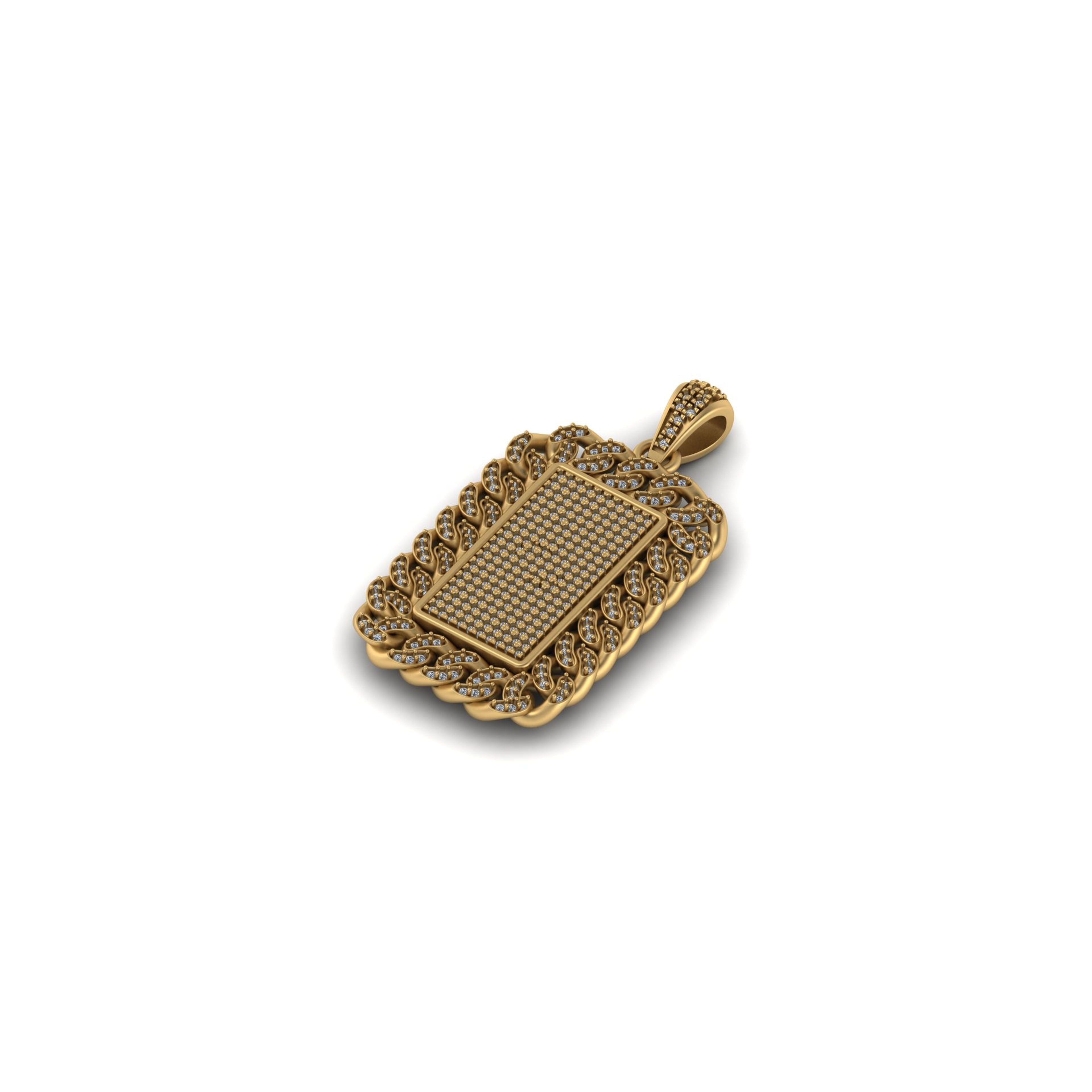 Cluster Dog Tag Solid Gold VVS Diamond Pendant for Men - 1.25 CTW
