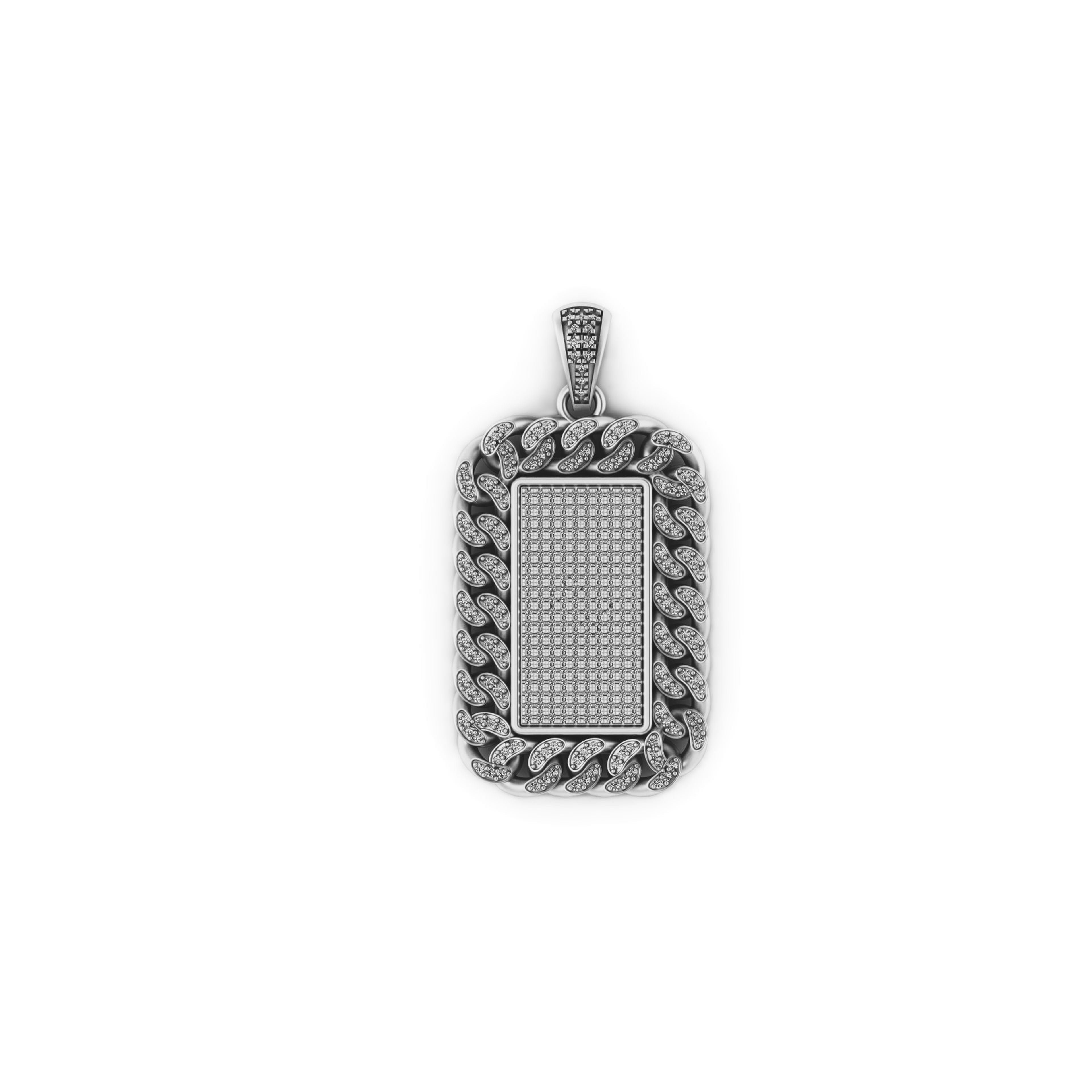 Cluster Dog Tag Solid Gold VVS Diamond Pendant for Men - 1.25 CTW