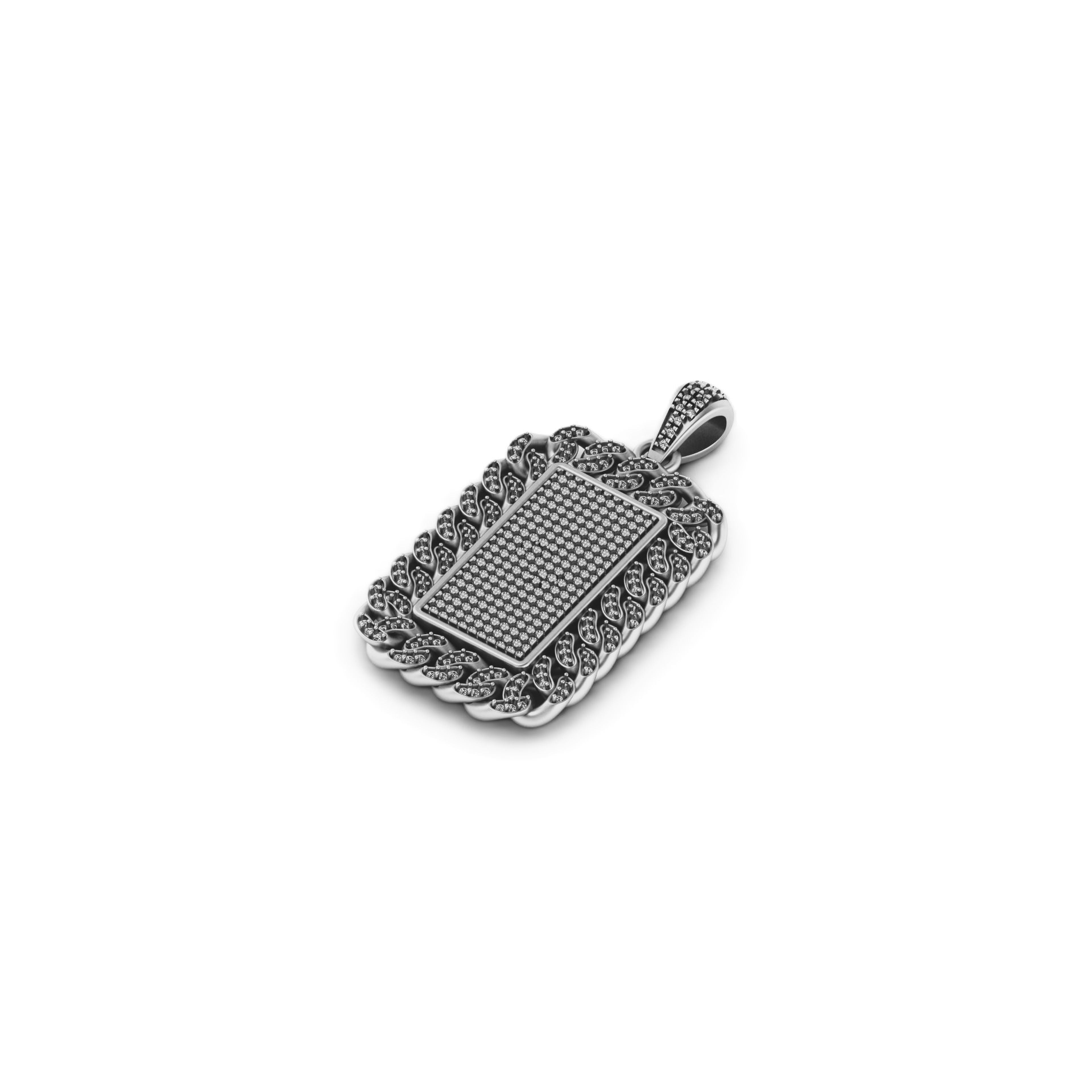 Cluster Dog Tag Solid Gold VVS Diamond Pendant for Men - 1.25 CTW