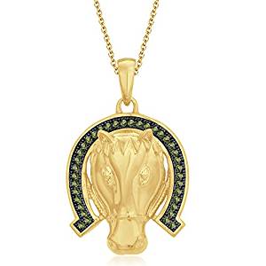 14K Gold VVS Diamond Horse Shoe Pendant Lucky Charm - 0.21 CTW