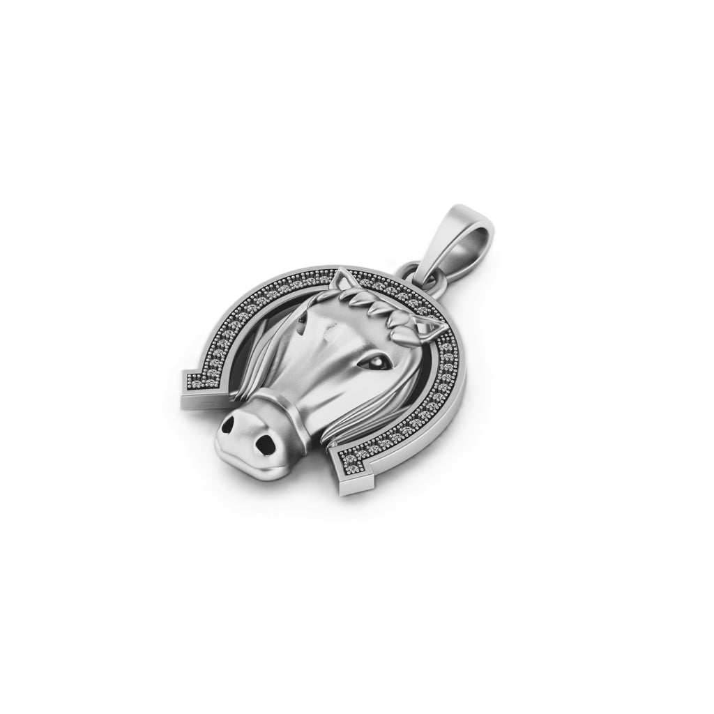 14K Gold VVS Diamond Horse Shoe Pendant Lucky Charm - 0.21 CTW