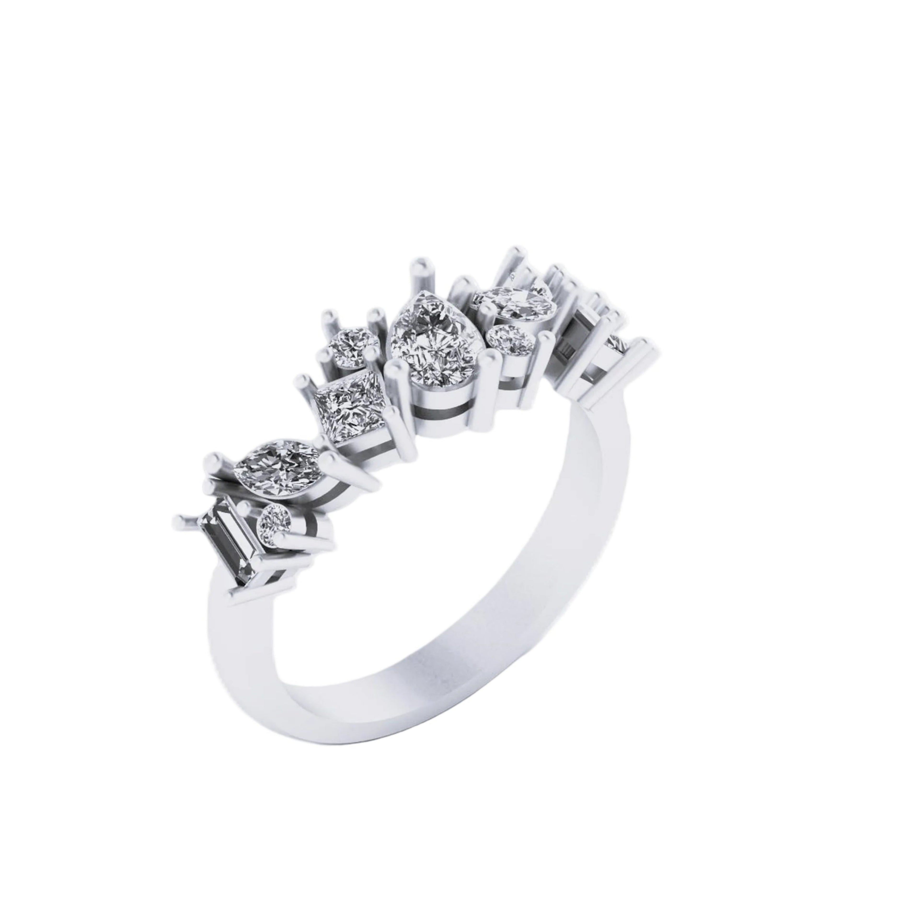 14K Gold VVS Fancy Diamonds Engagement Ring for Women, Gift for her
